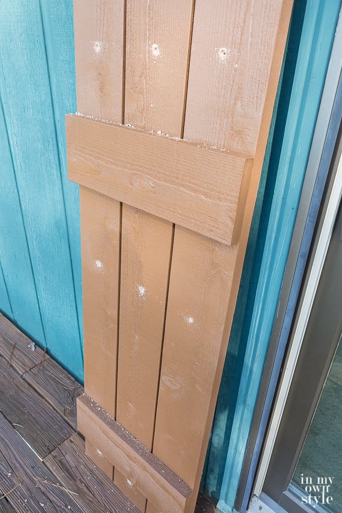 Where to pre-drill holes in Nu-Wood shutters for exterior screw placement