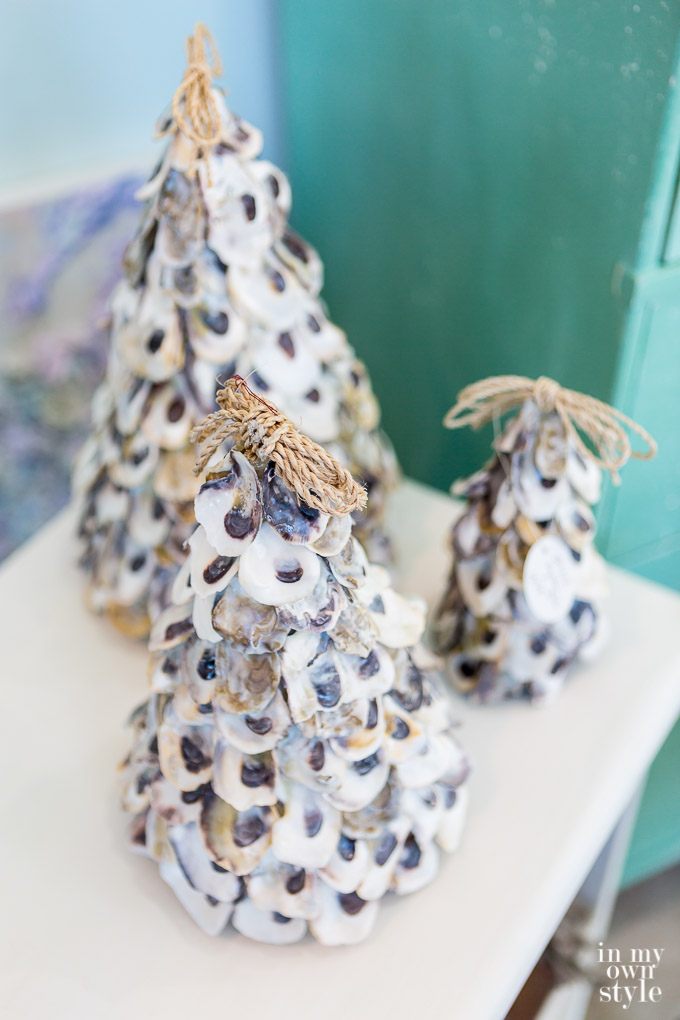 Christmas trees made using oyster shells