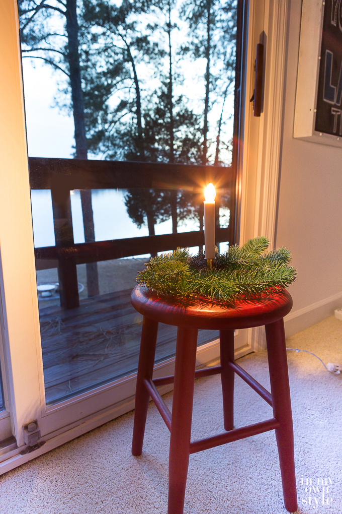 Candles in the window for Christmas decor