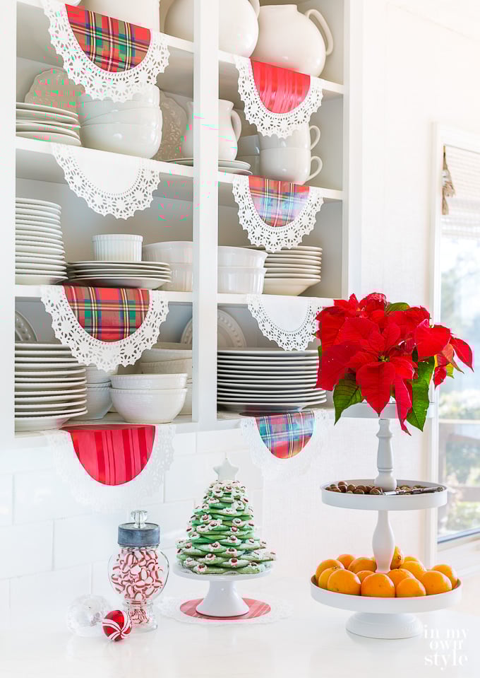 Christmas decor when Removing Kitchen Cabinet Doors to Create Open Shelving