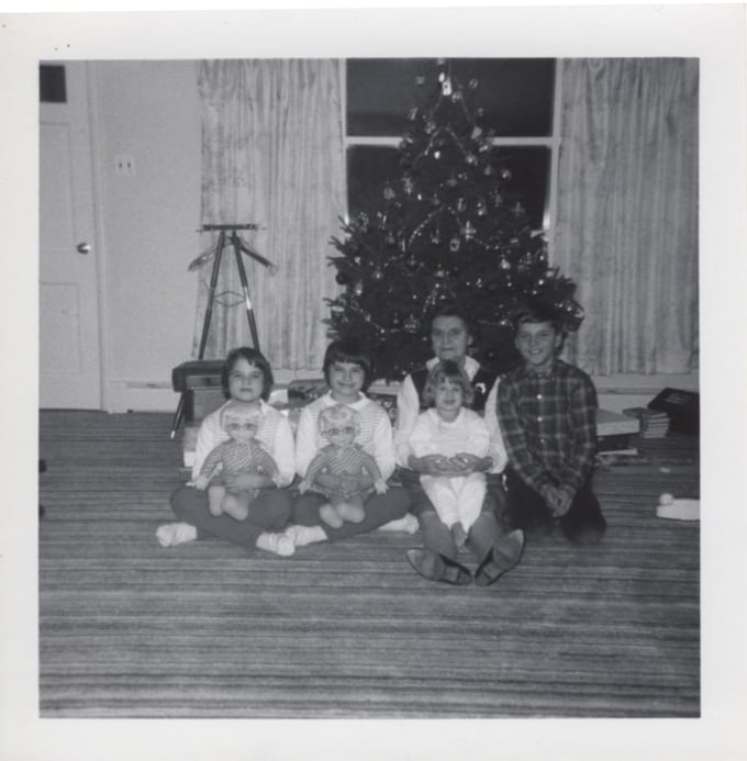 Family at Christmas in the 1970's