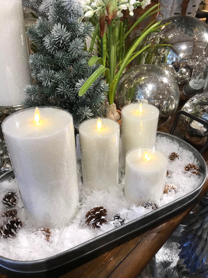 Christmas decorating ideas using fake snow flakes from the craft store.