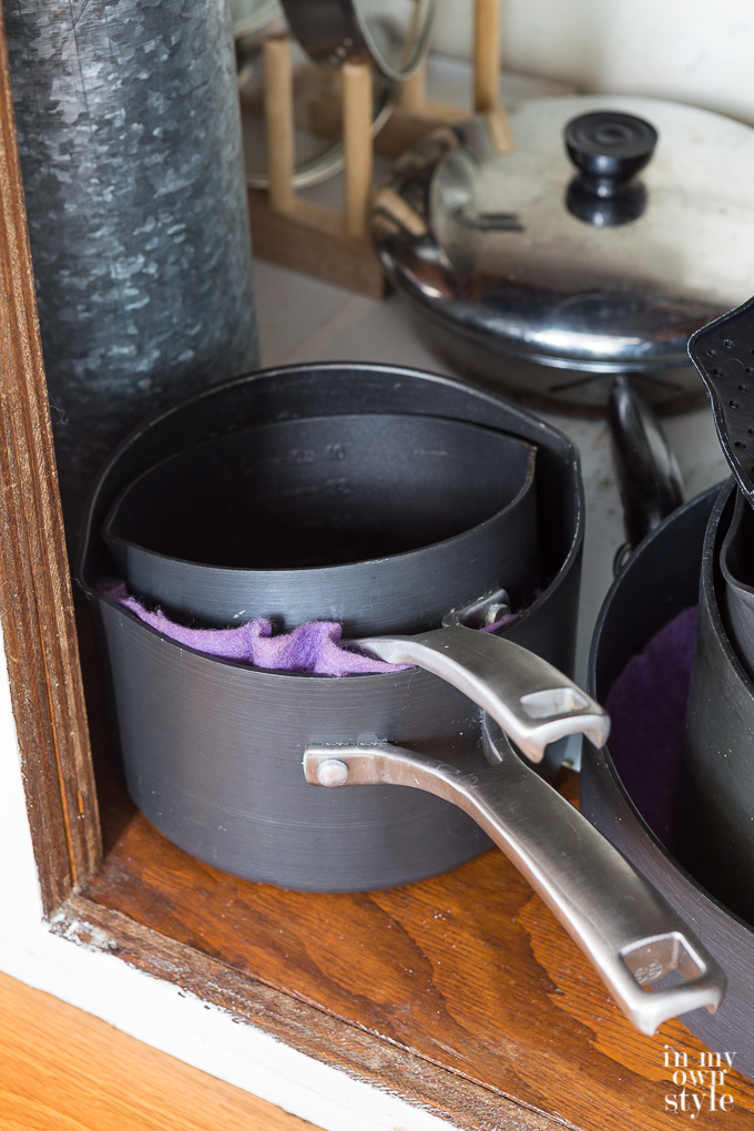 How to store pots an pans so they will not get damaged.
