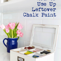 Before and after thrift store makeover using leftover chalk paint