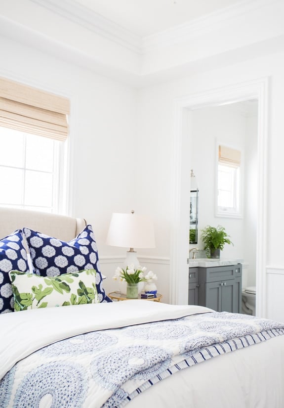 studio mcgee navy blue and white bedroom