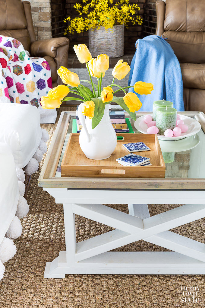 Spring living room coffee table styling