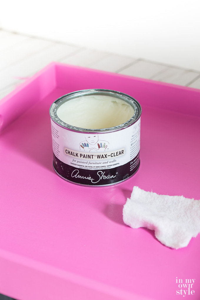 How to paint a tray pink and seal it with wax. 