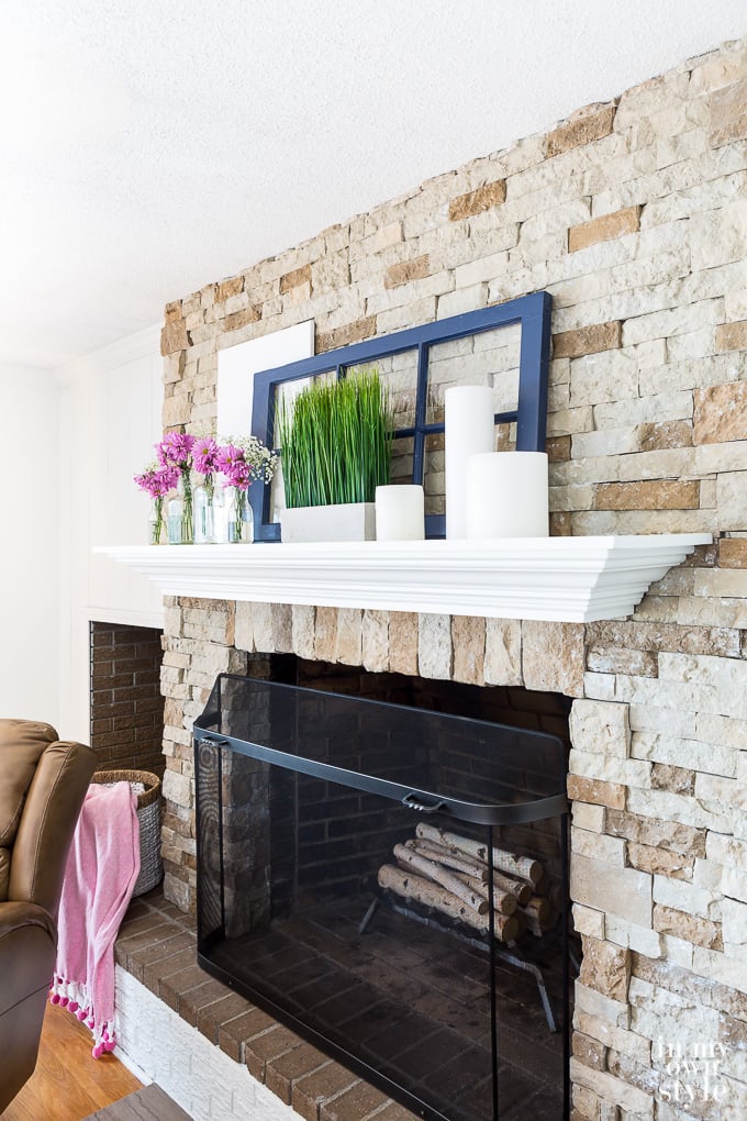 spring mantel using recycled glass bottles