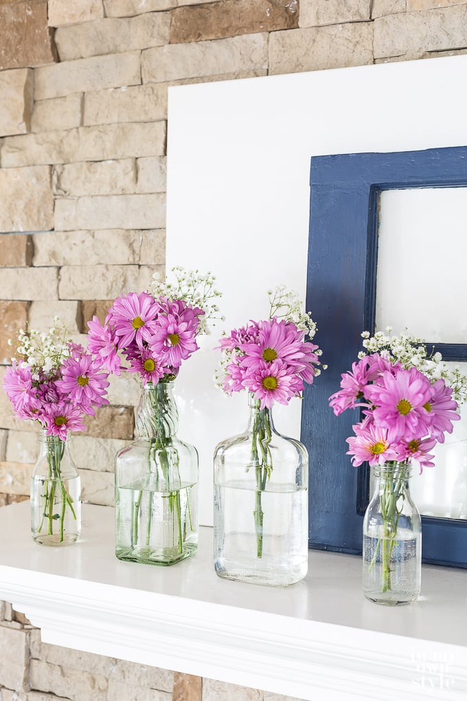 Spring-Mantel-using-repurposed-items