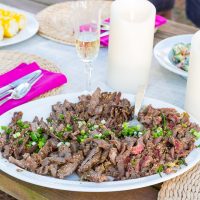 Fast Fire Flank Steak recipe that is cooked on a grill