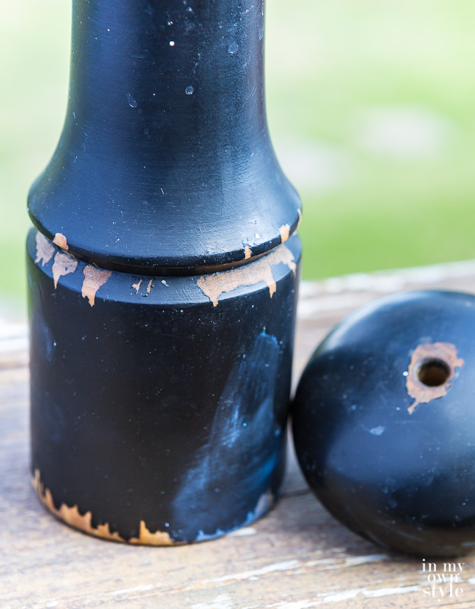 old and chipped pepper mill ready for a DIY makeover with paint