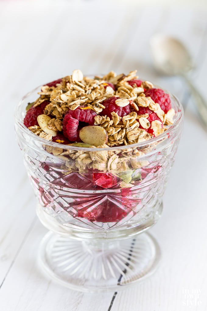 A dish full of Weight Watchers Freestyle Non-Fat Granola 