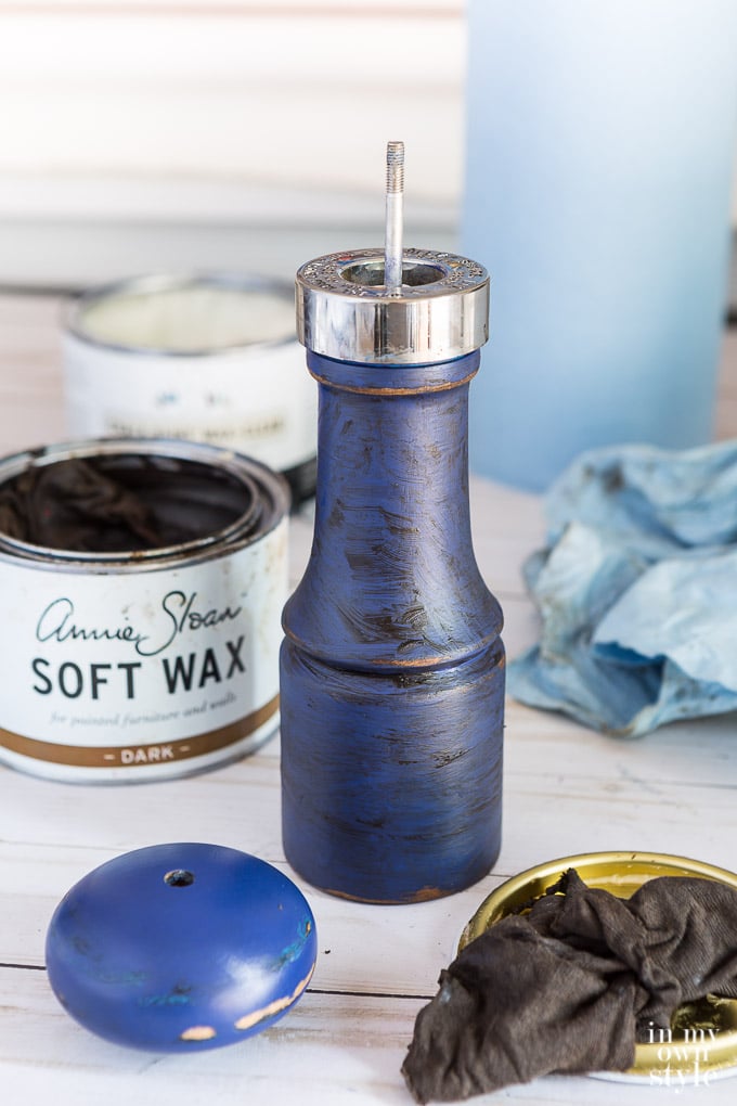 how to apply dark wax over chalk paint