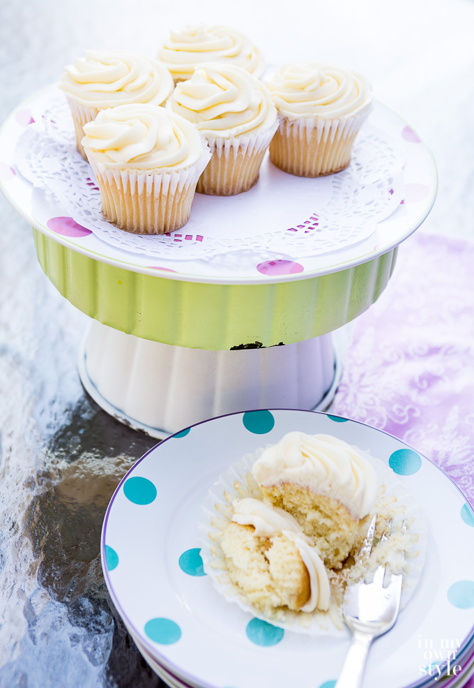 Versatile cake stand and pedestal servers to use outdoors when entertaining.
