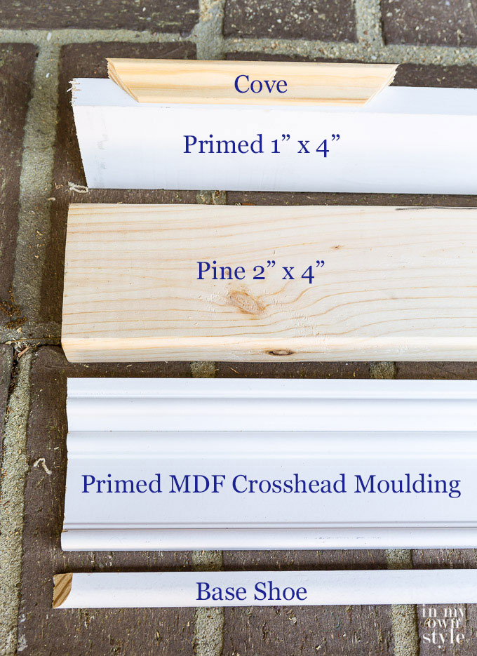wood molding needed to create the top for a headboard made using old doors