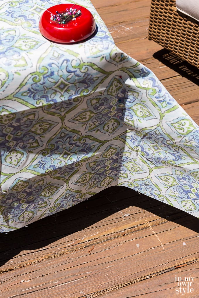 An easy alternative to making boxed chair cushion slipcovers