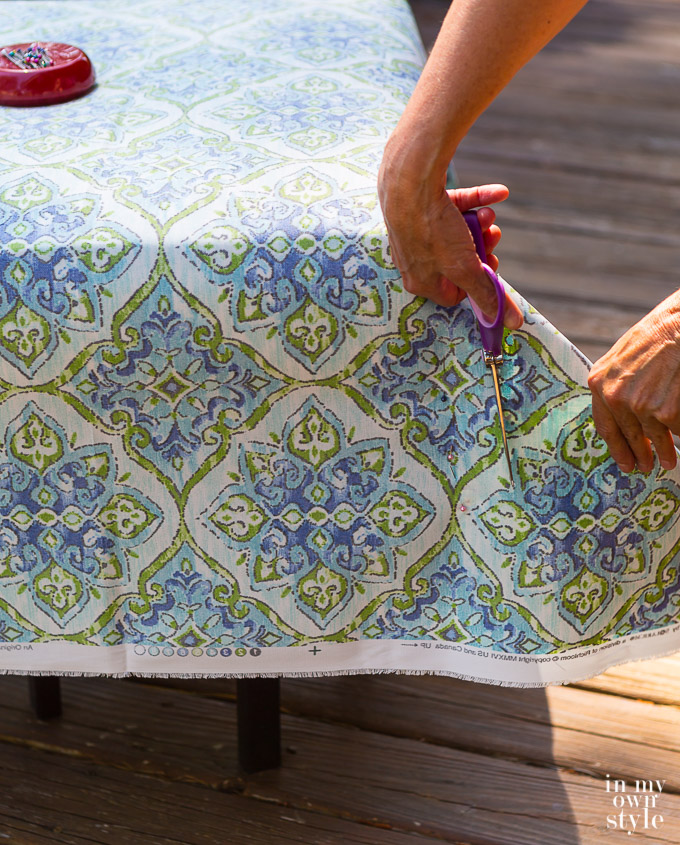 Step by step photo tutorial on how to make chair cushion covers