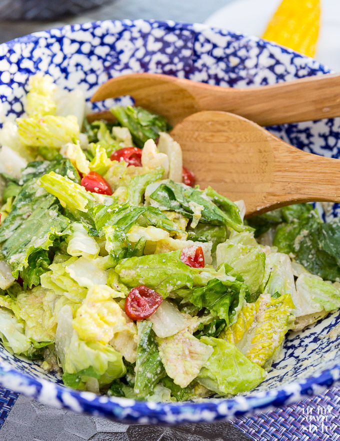 Close up of salad ready to serve.