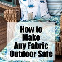 How to make any fabric outdoor safe. Outdoor furniture. #waterproofingfabric #patiofurniture #deckfurniture