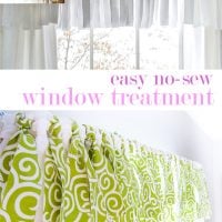 Pinning graphic showing how to make a no sew window valance