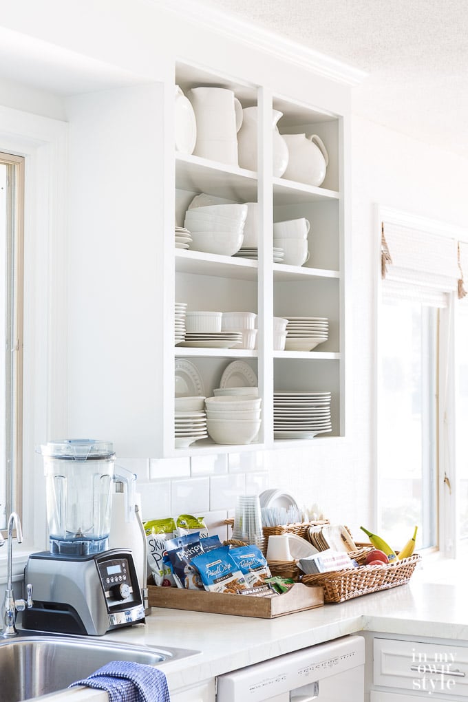 Kitchen set up for guests to use easily