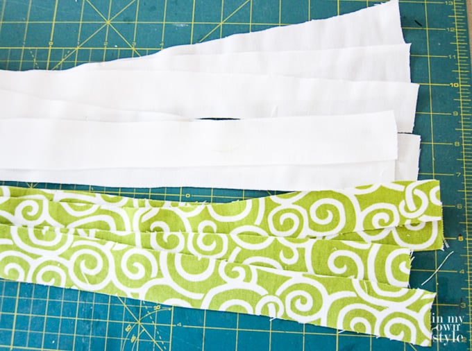 strips of fabric needed to make easy no sew window treatment