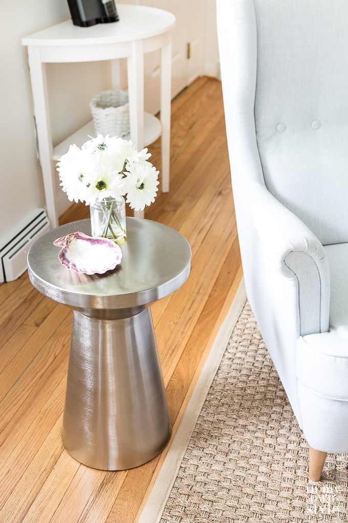 Silver side table from IKEA
