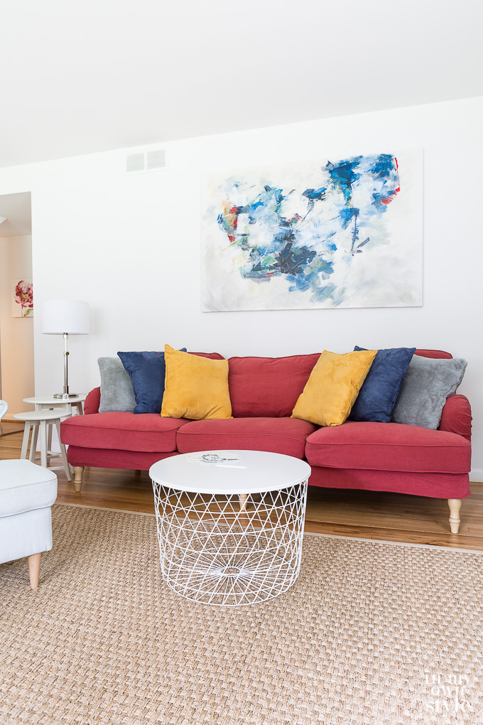 Red sofa from IKEA