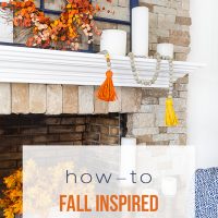 Fall decorated fireplace and mantel