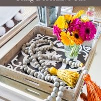 Fall tray with black and white tile on coffee table