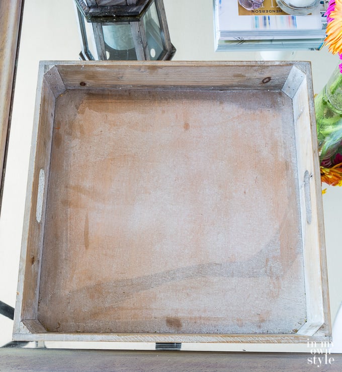 wood tray before makeover