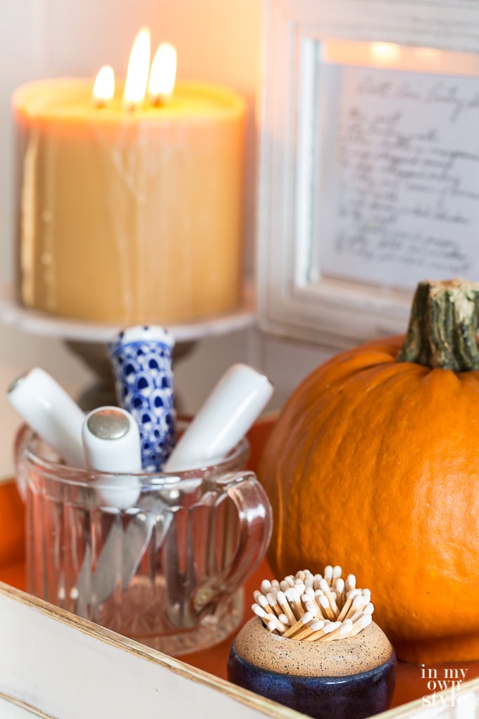 Fall candle in a kitchen
