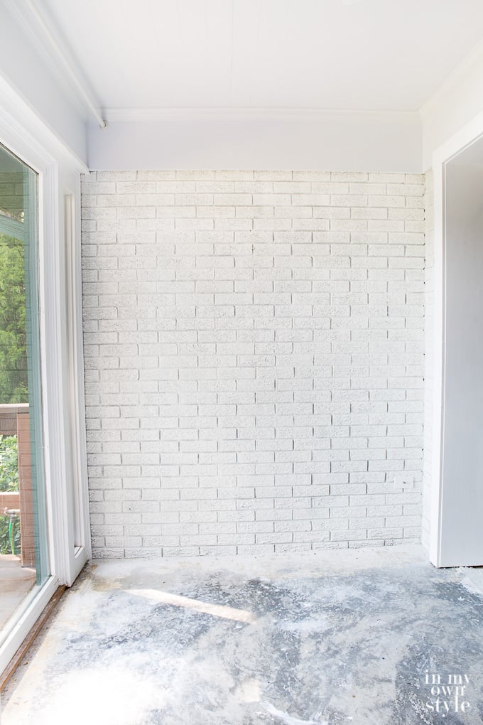 White painted brick wall