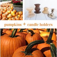 Pumpkin decorating idea for fall that uses a pumpkin and candle holder