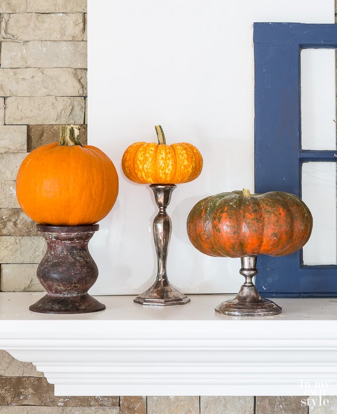 Pumpkin Decorating Ideas using candle holders