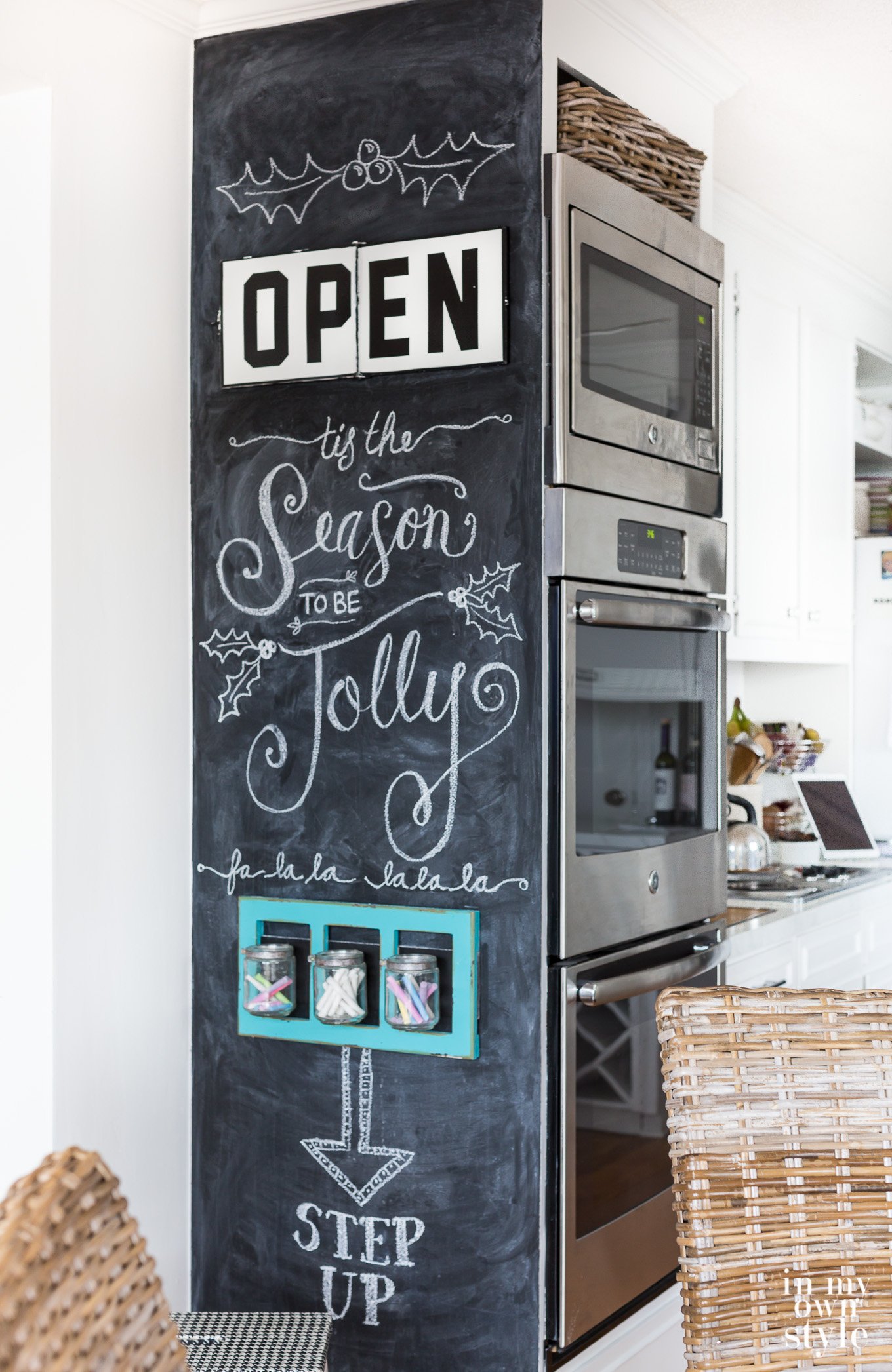 How to create an accent wall in a room using chalkboard paint to make the wall a real chalkboard that you can write and draw on.