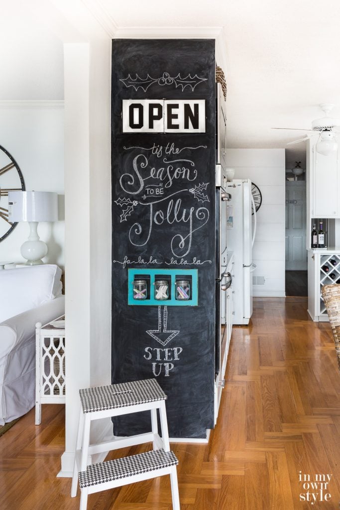 floor to ceiling chalkboard accent wall