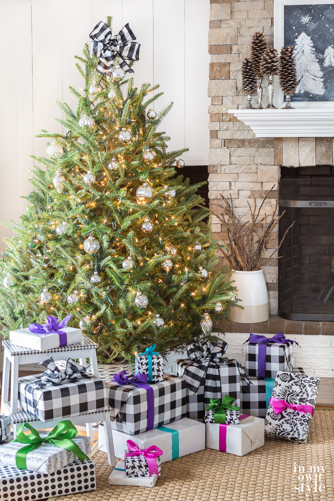 Colorful gift wrapped presents under a Christmas tree