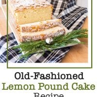 Old Fashioned lemon pound cake on white tray
