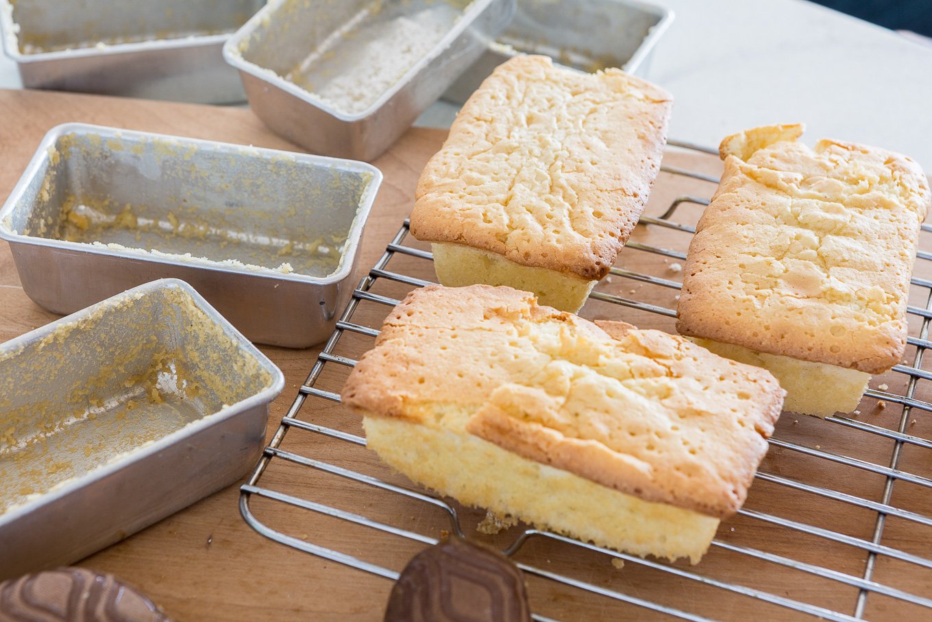 Oven fresh mini loaves of Old Fashioned Lemon Pound Cake