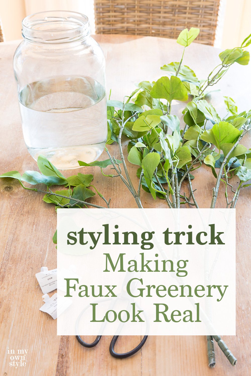 styling ideas for fake plants and branches.
