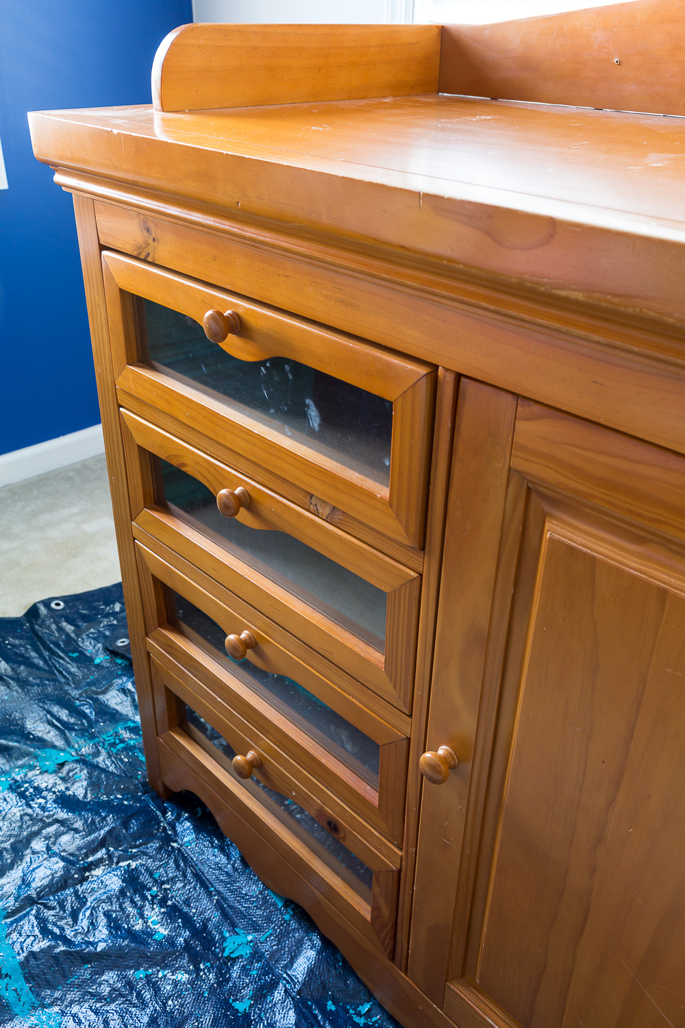 Thrift store furniture makeover of a baby changing table using Country Chic Paint