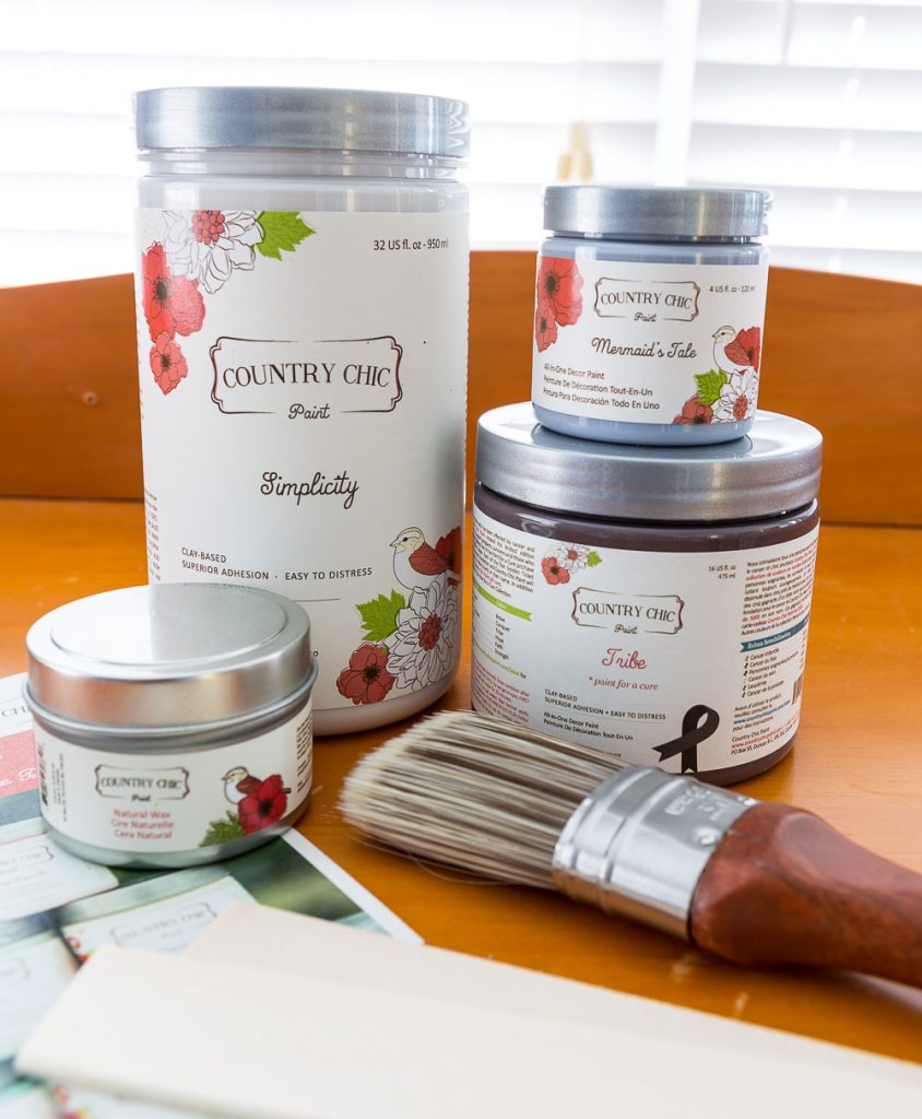 3 colors of Country Chic Paint on top of table