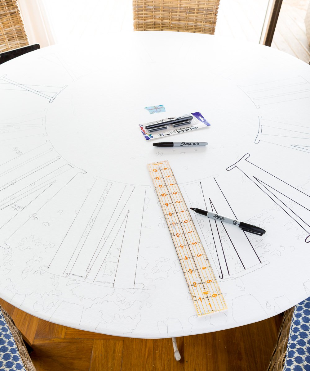 How to paint Roman numerals on an oversized farmhouse clock