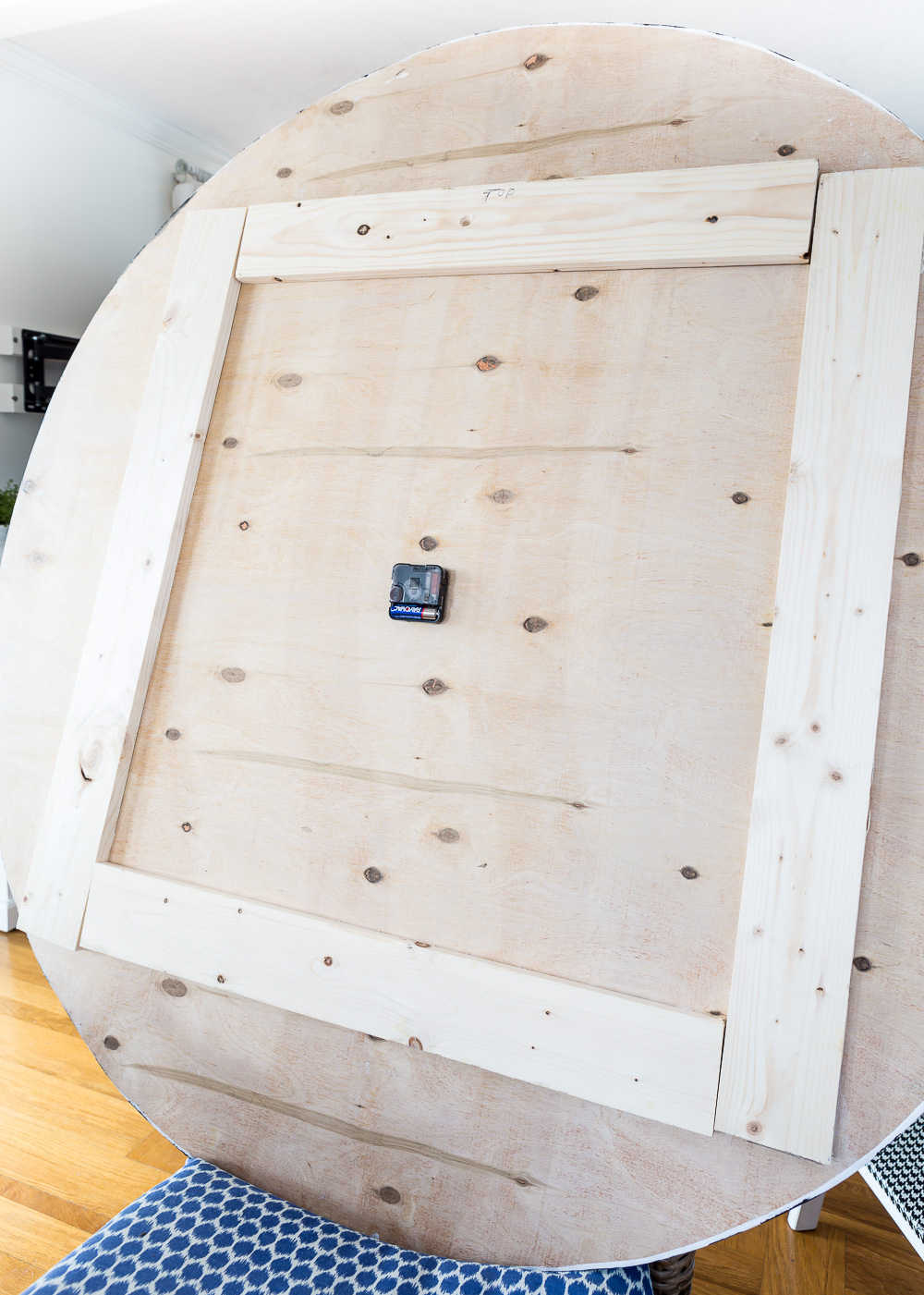 The back of oversized Fixer Upper Inspired wall clock