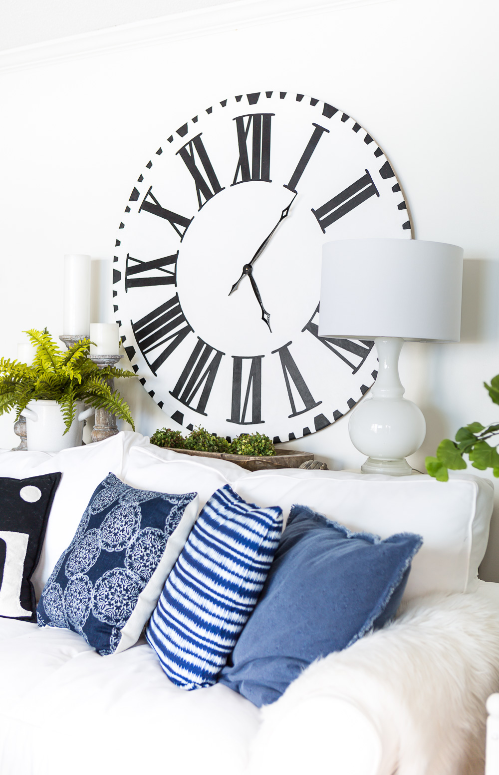 Fixer Upper Inspired DIY Oversized Wall Clock on wall