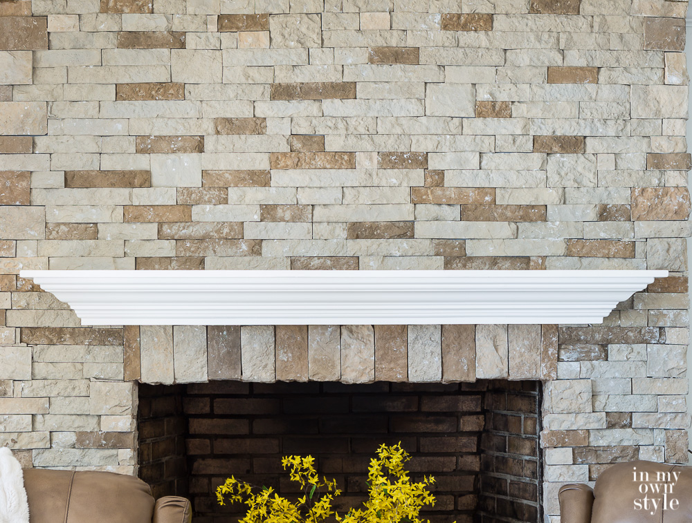 an empty mantel waiting to be decorated.