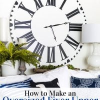 Are a fan of the oversized wall clock that is actually a clock face in the Fixer Upper home of Chip and Joanna Gaines? I came up with a way to make my own large farmhouse wall clock to resemble it.
