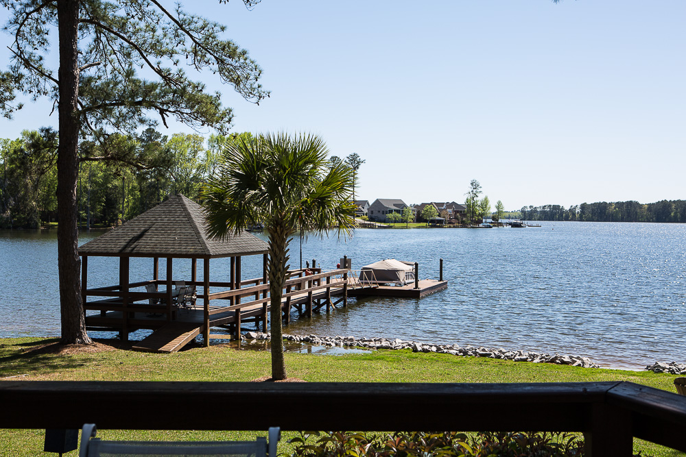 looking at gazebo along shore of lake
