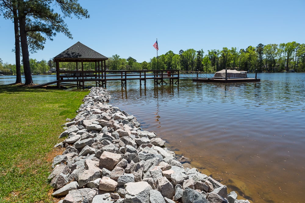Riprap along lake shore